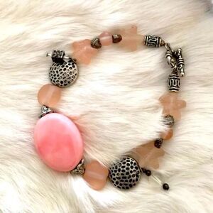 NEW Antique Silver Charming Stars Natural Stone Bangle Bracelet